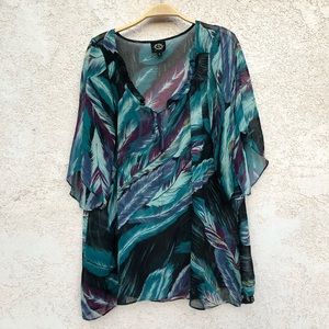 Blue Life Sheer Feather Tunic